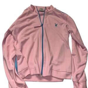 Y2k pink playboy track zip up sweater sz m